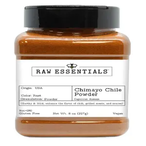 Raw Essentials Chimayo Chile Powder – Earthy and Mild Flavor for Enchiladas, Tamales, Salsas, Chili & BBQ Rubs – Non GMO, Gluten Free – 8 oz
