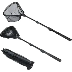 RESTCLOUD Fishing Landing Net with Telescoping Pole Handle, Fishing net Freshwater for Kids Men Women, Extend to 40-63 Inches