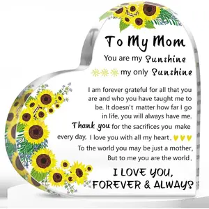 Mothers Day Mom Gifts for Wife from Daughter Son Husband,  Delicate Heart Plaque Decorations, Personalized First Mothers Day Birthday Christmas Valentines Day Mom Stepmom Grandma Gifts