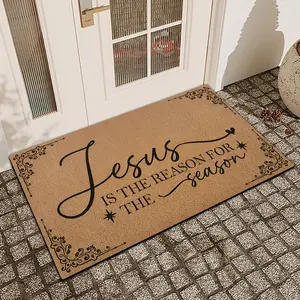 1Pc Blessing Message Printed Door Mat Linen Surface Diatomaceous Mud Anti Slip And Absorbent Entrance Door Mat Indoor And Outdoor Printed Door Mat Kitchen Restaurant Bathroom Bedroom Decor Holiday Home Decor Home Decor Rugs