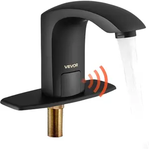 VEVOR Touchless Bathroom Sink Faucet, Automatic Motion Sensor Restroom Toilet Faucet with Hole Cover Plate, Battery Operated, Hot/Cold Water for 9/16 in Pipe Commercial Lavatory, Chrome Plated SilverVEVOR Super Brand Day