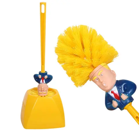 Floor-Type Bathroom Toilet Tools Set - 1-Pack Plastic Creative Design Rotatable 360° Head Long Handle Toilet Brush, Includes Brush Holder for Glass Bathroom Surfaces