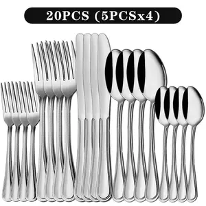 20/22/40/60/72 Piece Stainless Steel Cutlery Set - Mirror Polished Flatware Set for Home Kitchen, Restaurant & Hotel Use, Dishwasher Safe and Suitable for 4, 8 or 12 People