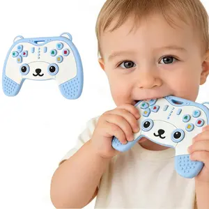 Adorable & Playful Silicone Teething Toys,1 counts Simulation Television Remote Control Baby Teether Toy, 1 counts Game Console Control Teether Toy for Baby, Sensory Teether, Teether with multiple textures for chewing