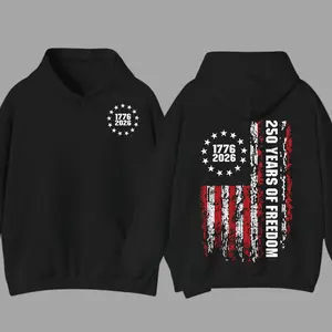 Freedom 1776–2026 USA Graphic Hoodie for Men & Women, 250th Anniversary Patriotic Pullover, 4th of July Outfit, Vintage American Hoodie, Cotton Casual Streetwear, Viral Gift for Him Her