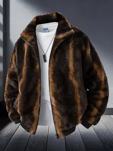 Men's Fleece Lined Winter Jacket, Warm Fashion Design, Perfect for Cold Weather, Comfortable Stand Collar Coat, Ideal Daily Wear