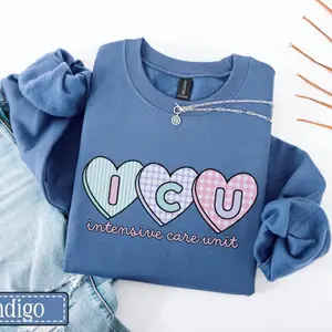 ICU Valentine’s Day Sweatshirt, ICU Nurse Crewneck, Intensive Care Unit V-Day Hearts Work Sweater, PICU Crew Group, Intensive Care RN