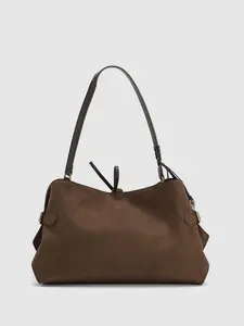 Women's URBAN REVIVO Oversize Textile Shell Shoulder Bag - Weave Detail, Leather Satchel (UAWB60007)