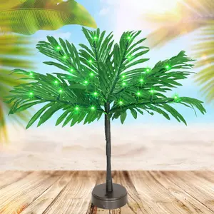 23 In Lighted Palm Tree Table Decor, Tropical Artificial Palm Tree Lights Branches  USB , LED Mini Light Up Palm Tree Decor Table Centerpiece for Luau Summer Hawaiian Party Tiki Bar