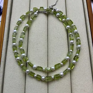 Peridot Pearl Necklace s925