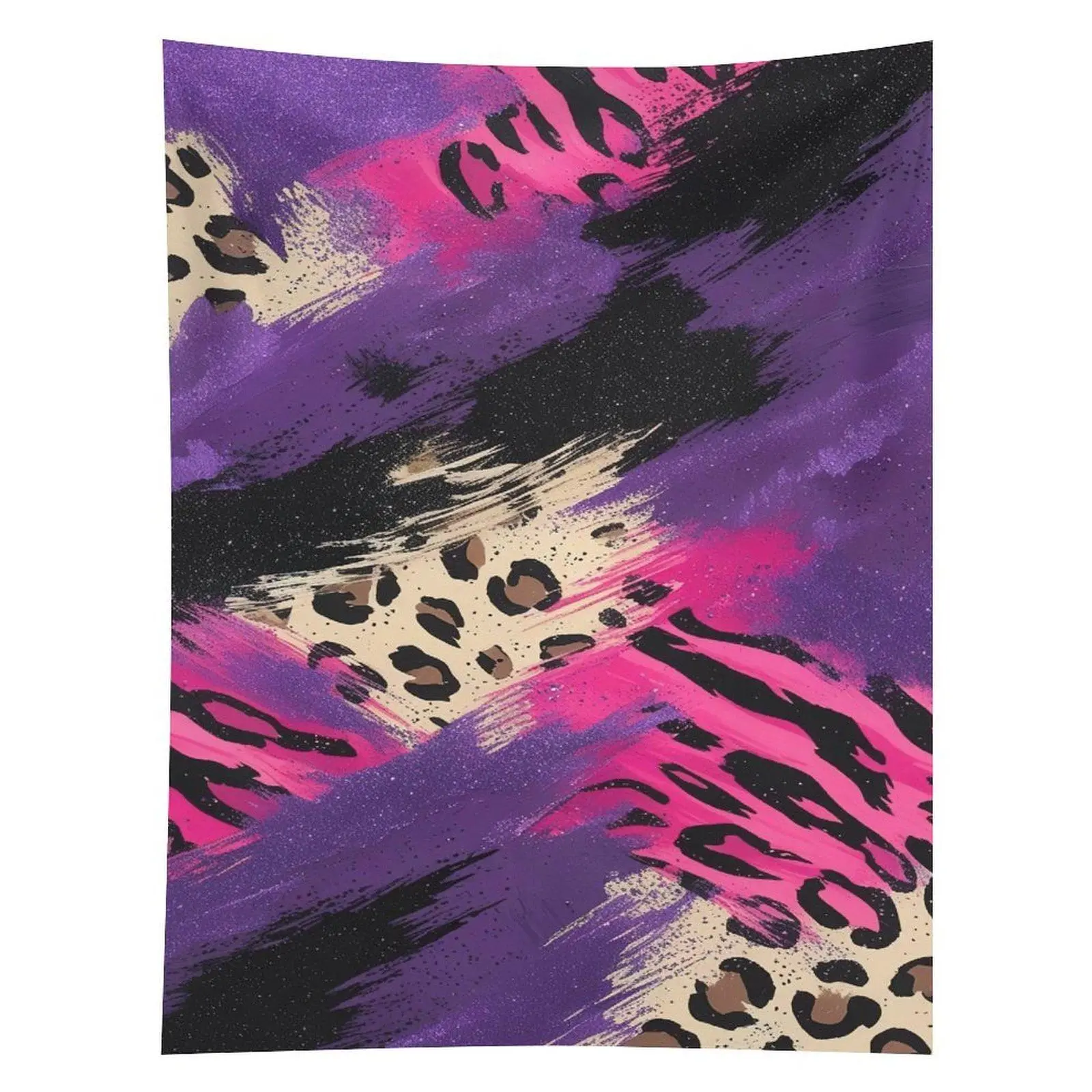 Purple Pink Leopard Brush Tapestry Abstract Animal Print Wall Hanging Decor