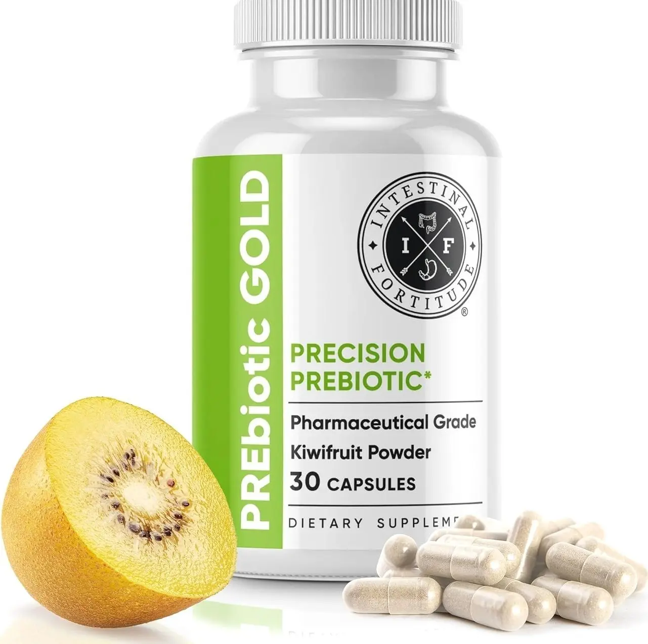 Intestinal Fortitude PREbiotic Gold: Kiwifruit Fiber, Butyrate & Prebiotic Restore Supplement to Support The Gut, Immune & Digestive Support, Anti-Bloating & Leaky Gut Repair, Dairy-Free Capsules