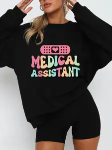 Women's Fall Winter Medical Assistant Round Neck Long Sleeve Sweatshirt, College Student Sweater, Medical Assistant Gift, Casual Loose Fit, Womenswear