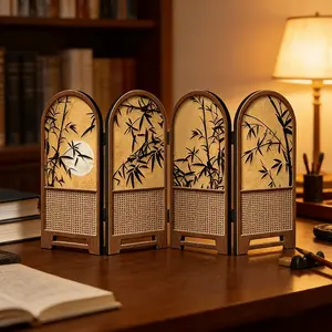 Miniature Screen Divider for Dollhouse, 1:12 Scale Chinese Folding Screen, Ideal for Bedroom, Bathroom, Collectible Decor, DIY Photography Props