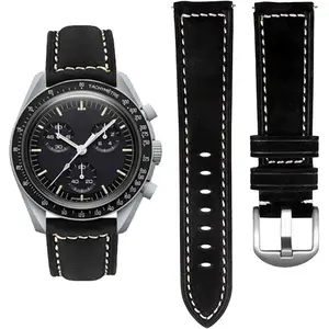Bands for Moonswatch Watch,Leather Strap Compatible with Omega X Swatch Moonswatch Speedmaster/Rolex/SEIKO Etc 20mm Watch,Quickly Release Swatch Omega Moonswatch Leather Replacement Band-USA