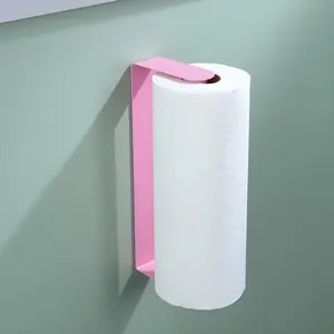 Pink Paper Towel Holder Under Cabinet -Adhesive Paper Towel Rack for Kitchen and Bathroom,