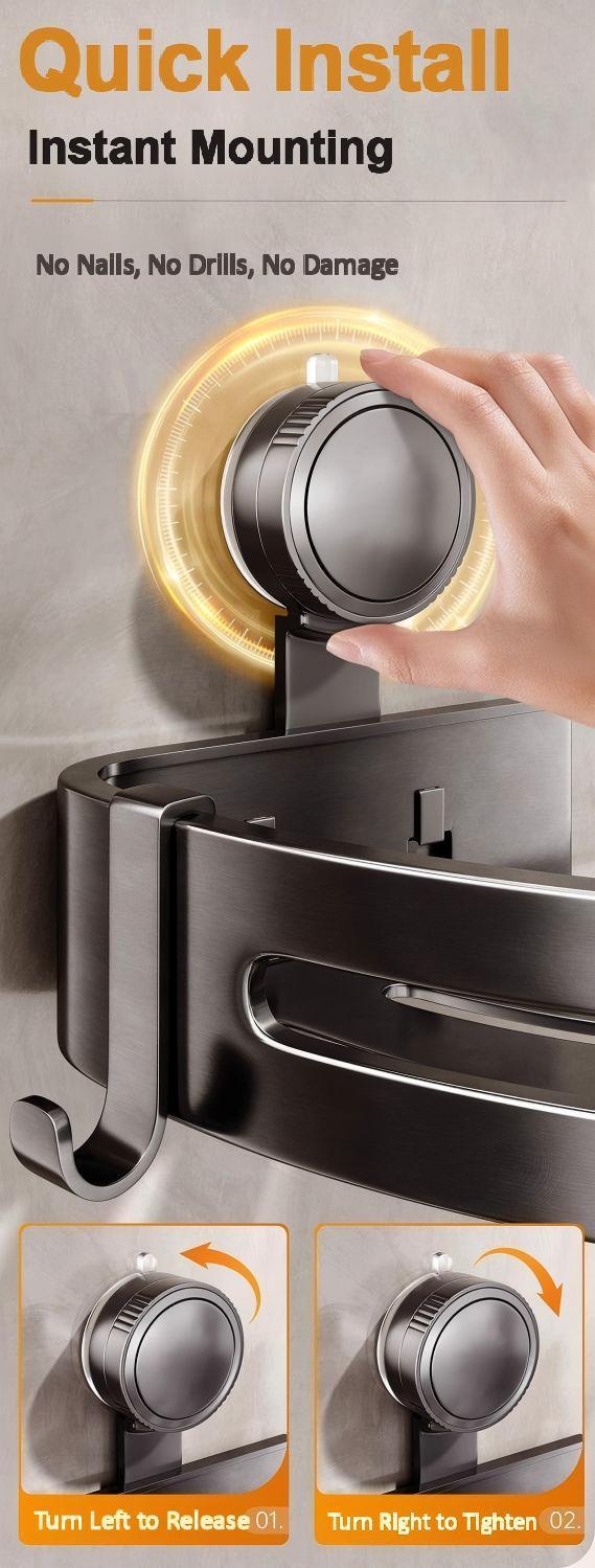 2026 upgraded new model-3-Pack Gun Gray Plastic Triangle Suction Cup ShowerCaddy 3-Tier Corner Shelves NoDrilling Bathroom Storage Rack 40lbs LoadCapacity with 6 Towel Bar Hooks(home essentials,bathroom accessories)