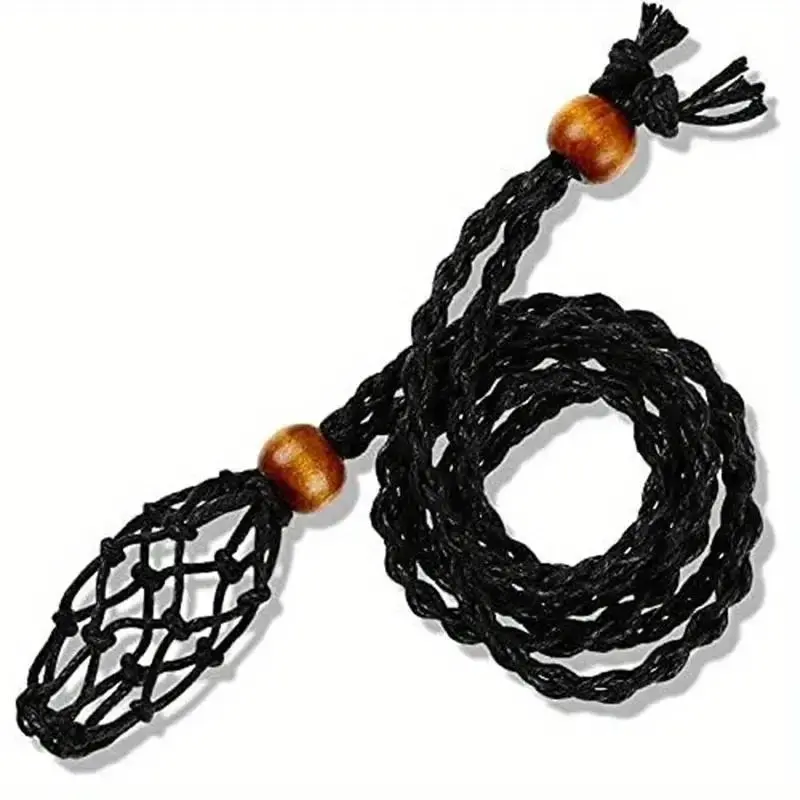 Necklace Cord Crystal Holder Empty Stone Holder, Adjustable Crystal Necklace Holder Rope Necklace for DIY Amulet Pendant Necklace Jewelry Making