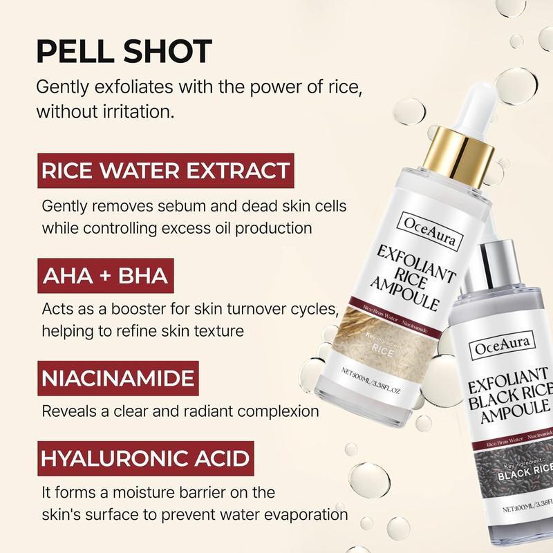 Peel Shot Glow Rice Ampoule Duo - Serums for Brightening,Exfoliating,and Moisturizing - Suitable for All Skin Types Even Tone Smooth Gentle Salicylic Acid Serum