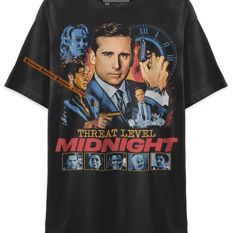 BLACK RABBIT The Office Threat Level Midnight Retro Vintage Unisex Classic T-Shirt graphic shirt unisex shirt Oversized Black