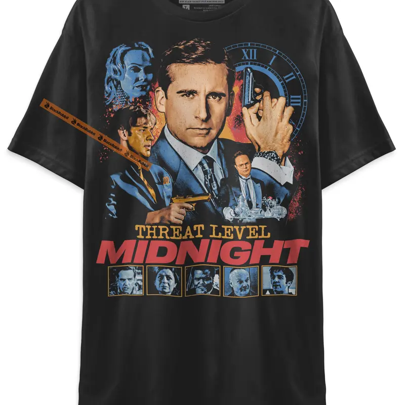 BLACK RABBIT The Office Threat Level Midnight Retro Vintage Unisex Classic T-Shirt graphic shirt unisex shirt Oversized Black