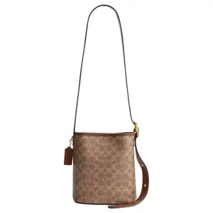 COACH Bleecker 21 Detachable Zipper Pouch In Faux Leather Bucket Bag For Women
