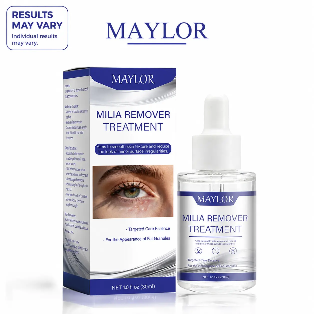 MAYLOR Milia Care Facial Serum - Intensive Facial Treatment for Acne Prone Skin, Salicylic Acid, Hyaluronic Acid, Soothing Hydrating Skin Repair, 0.85 oz