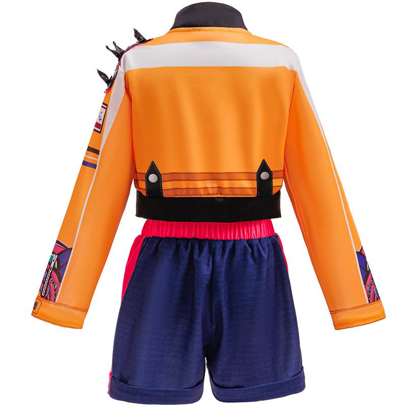 【Christmas gifts】K-Pop Rumi Girls' Costume Set, Halloween Role Play, Character-Based Crop Top, All Seasons Fitted Kint Fabric, Moderate Thickness