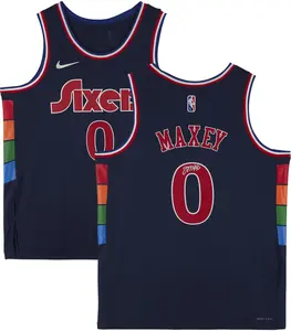 Tyrese Maxey Philadelphia 76ers Autographed 2020 - 2021 Navy Mixtape Nike Swingman Jersey - Fanatics Authentic Certified
