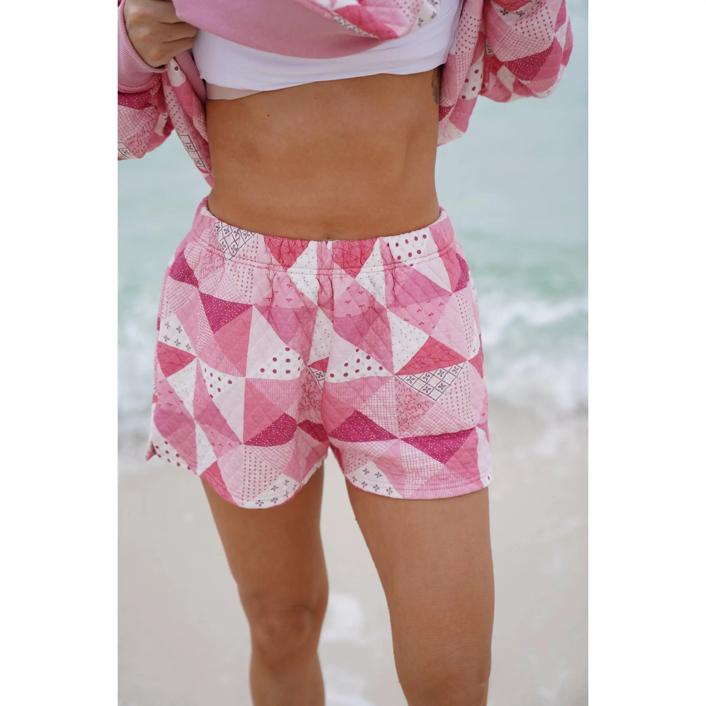 Gemma Patchwork Quilted Shorts (sweatshirt sold separately)
