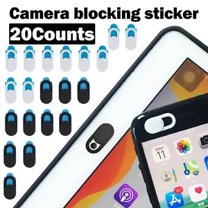 20 Counts Webcam Cover Slide Ultra-Thin Laptop Web Camera Cover，Easy to Install in Seconds，10 Black and 10 White