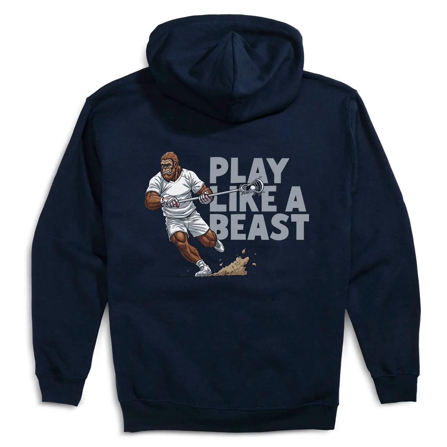 Men's Classic Lacrosse Hoodie - Menswear Casual Pullover, Soft Cotton-Polyester Blend, Double-Lined Long Sleeve, Kangaroo Pocket, Stretch Fabric, 'Play Like A Beast' Back Graphic for Teammates