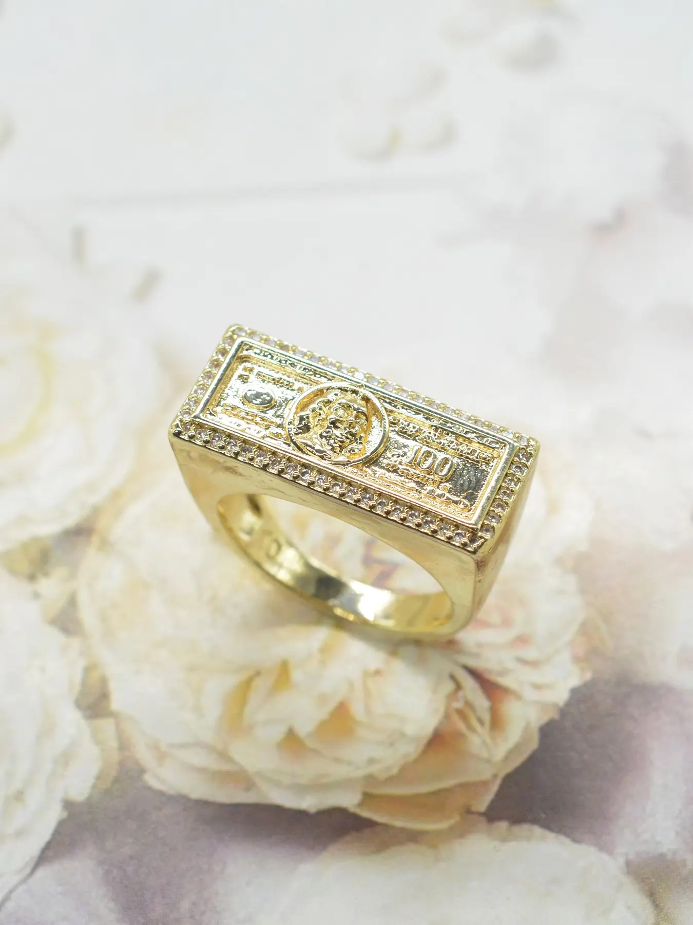 Men's Zirconia Dollar Ring, Hip-Hop Punk Style Jewelry, Daily Wear Party Accessory, Christmas Halloween Easter Gift for Him, Cubic Zirconia Ring, Jewelry Rings