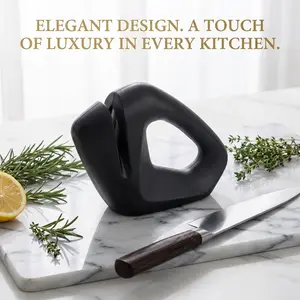 USELUCK 6-in-1 Knife Sharpener, , Single Slot Manual Sharpener for Kitchen Knives, Fast Sharpening Tool Restores Dull Blades, Easy & Safe for Home Use