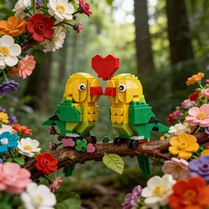 Valentine's Day Gift Building Block Ornament Love Bird Kids Educational Puzzle Toy Small Particles