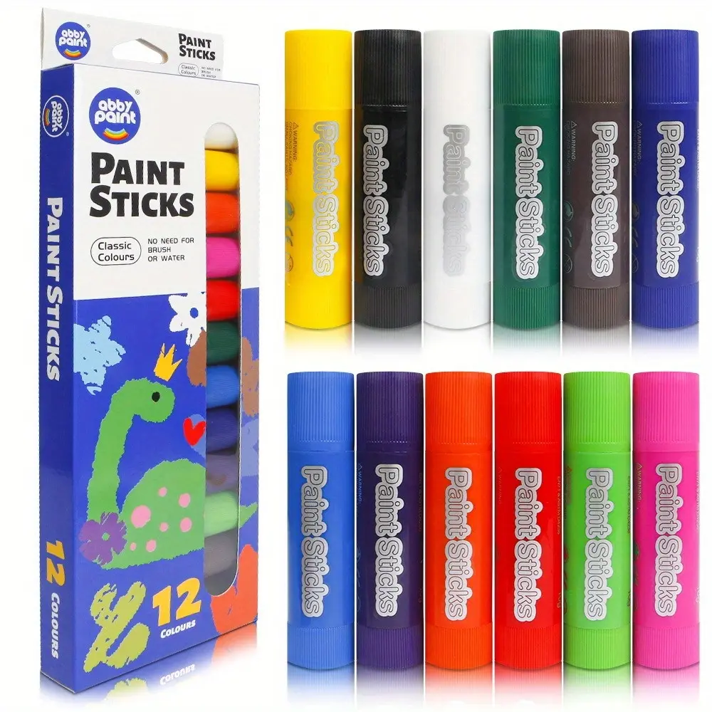 12 Classic Color Series Of Non-Dirty Hand Crayons, The Best Craft Painting Sticks, Washable, Non-Toxic, Student Paint Sticks, Painting Supplies, Back To School