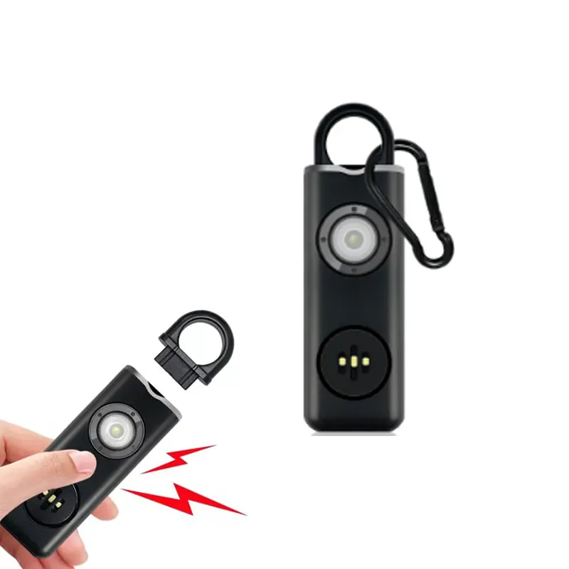 Rechargeable Personal Safety Alarm Keychain Loud Siren With Pull-Pin Activation Built-In Flashlight And Reusable Keychain Clip For School Travel And Daily Carry