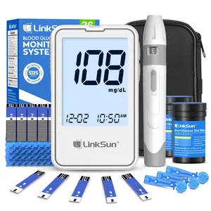 Linksun Blood Glucose Monitor Kit | No Coding, 100 Strips & Lancets | Fast 5-Second Glucose Meter with Large Screen | Ideal for Elderly & Home Monitoring Healthcare