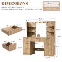 47in Vanity Desk with Small Mirror and 7 Drawers