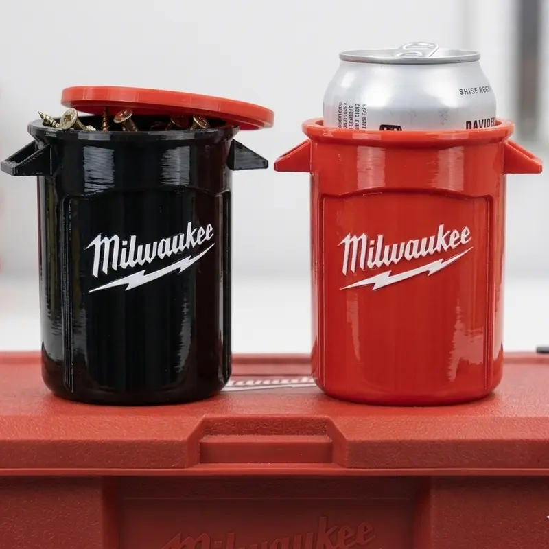 2PACK | MILWAUKEE INSPIRED | Mini-Buckets W/Lids | Multi-Purpose | Beverage Coozie/Small Parts Storage/ Mini Garbage Can | DICE CUP
