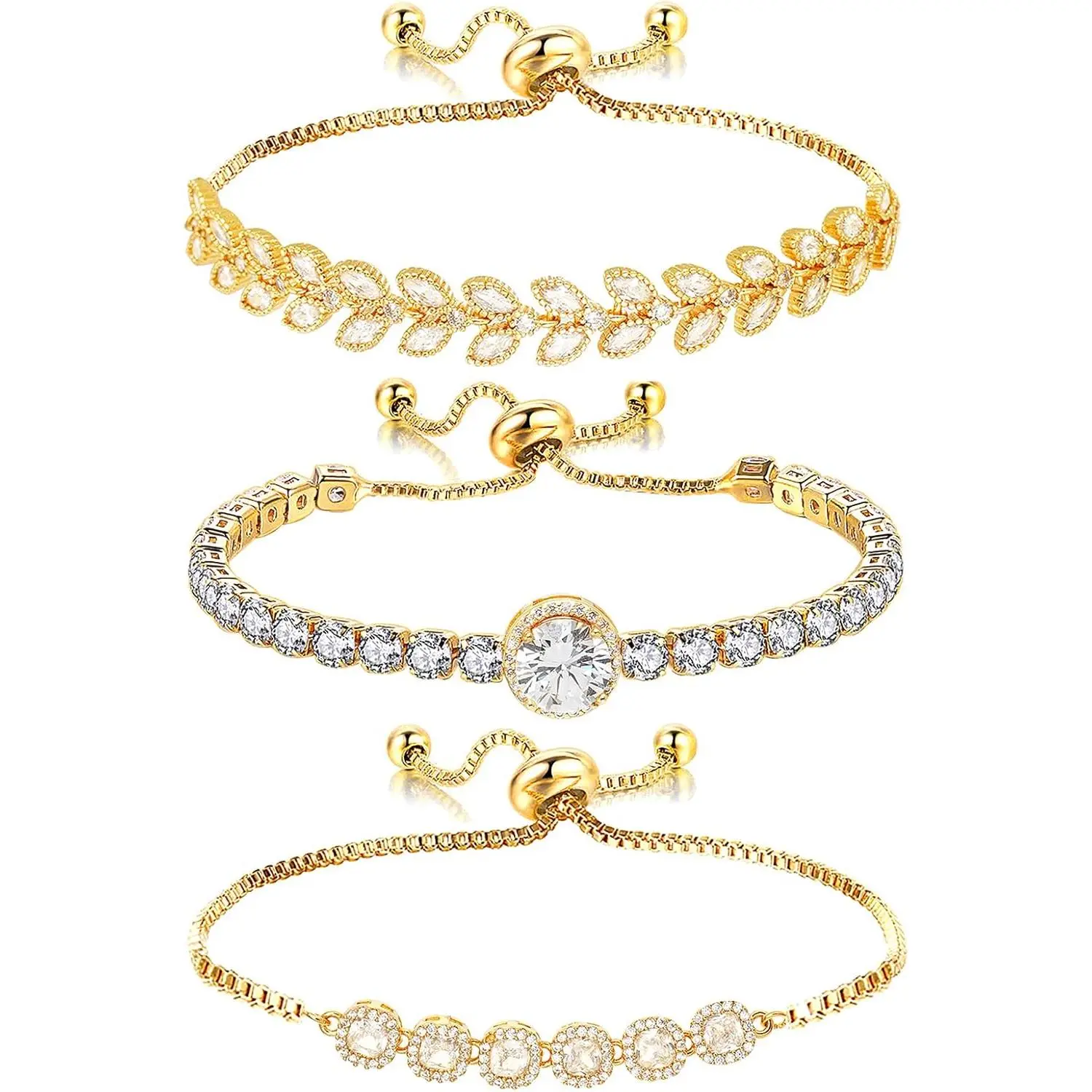 Tennis Bracelet for Women Cubic Zirconia Bracelets Adjustable Slider Bracelets