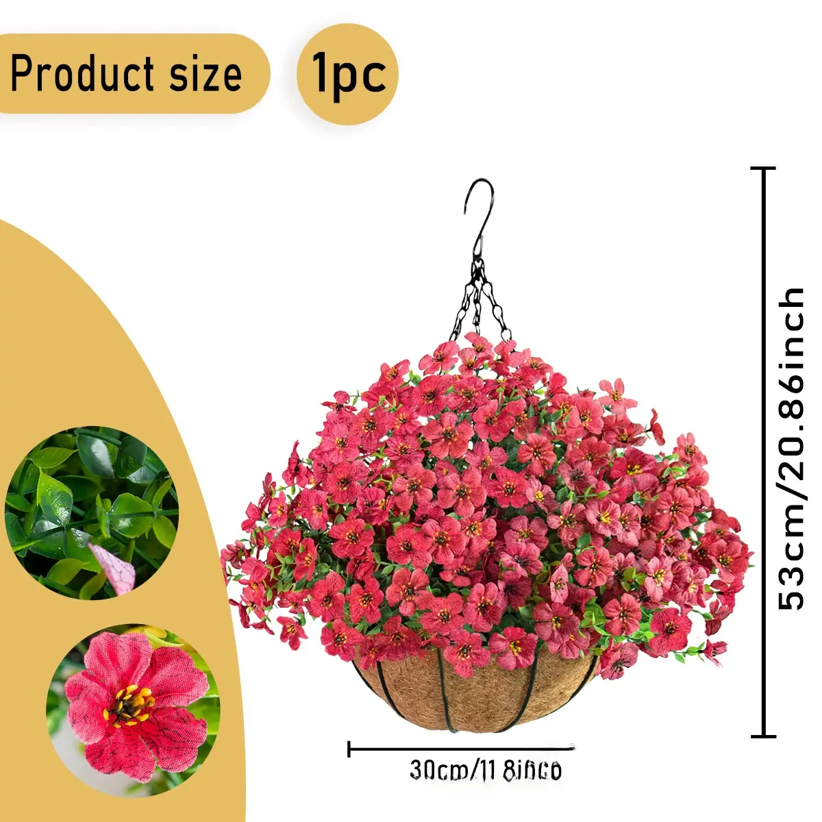 Rose Red Hanging Basket-30cm [Large quantity offer