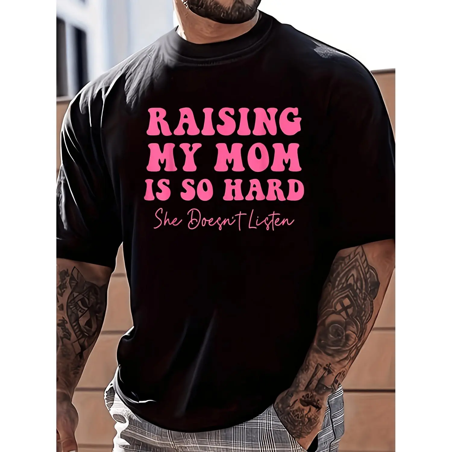 Challenging My Mom Is Difficult She Doesn't Listen Humorous T-Shirt For Men And Women Casual Cotton T-Shirt Graphic Tee Breathable Sweat Wicking Soft Crew Neck Comfortable Fit Ideal For Daily Use Lounge And All Season