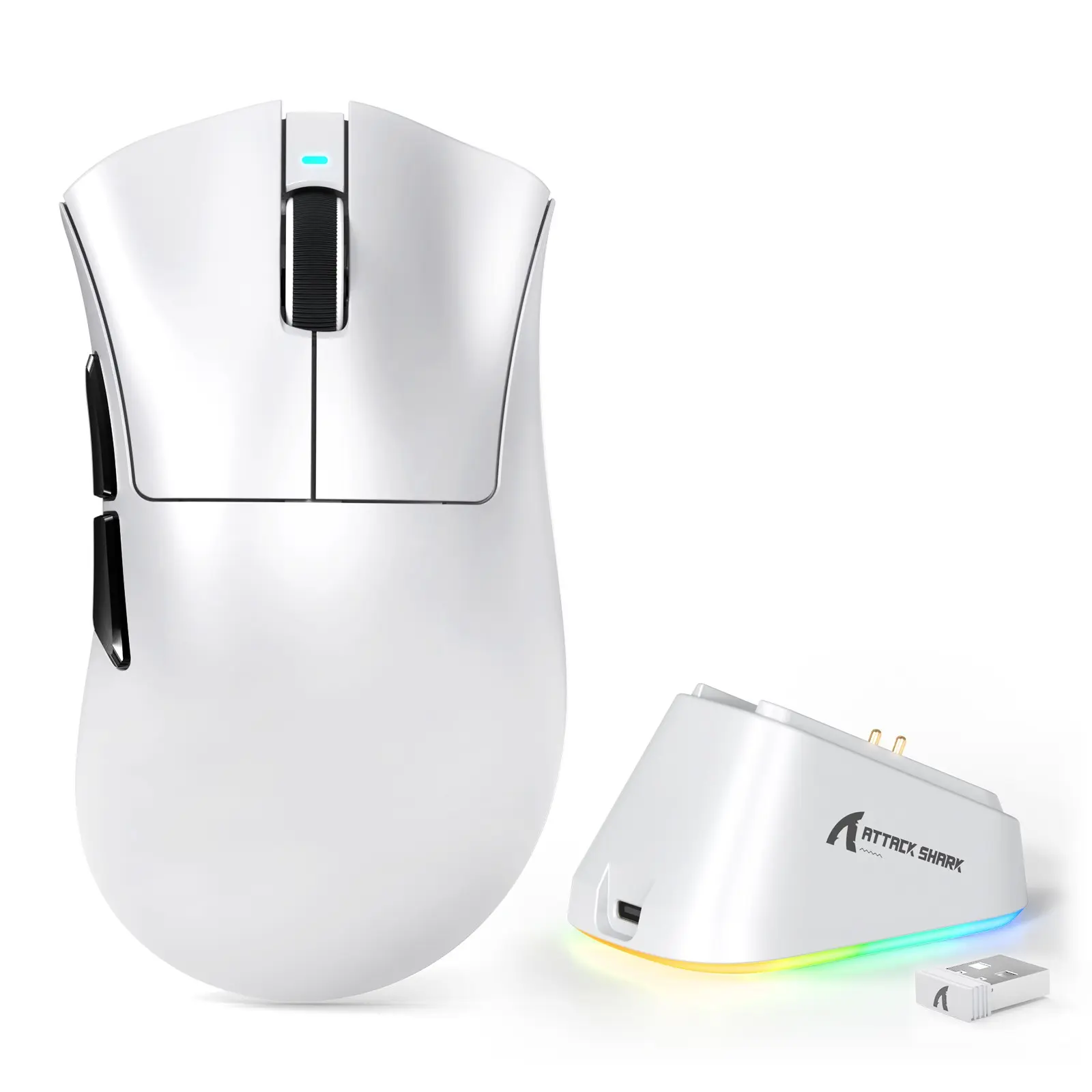 ATTACK SHARK V3PRO Wireless Gaming Mouse with RGB Magnetic Base, 62g Ergonomic Computer Mouse, Three Modes (BT / 2.4G Wireless / Wired), 500mAh Battery, PixArt PAW3311 25000DPI Optical Sensor, Programmable Buttons, Gaming Accessory for  Laptops / Macs
