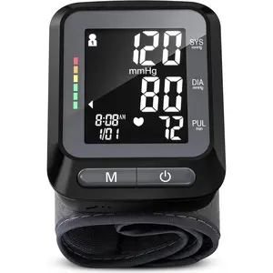 Wrist Blood Pressure Monitor, Blood Pressure Cuff Wrist for Home Use, Automatic Digital BP Monitor with Large Backlit Display, 2 User 120 Memory, Adjustable 5.3"-8.5" Cuff