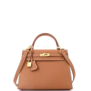 Pre-owned HERMÈS Leather Top Handle Bags Hermes Kelly Handbag Gold Epsom with Gold Hardware 25 by Rebag