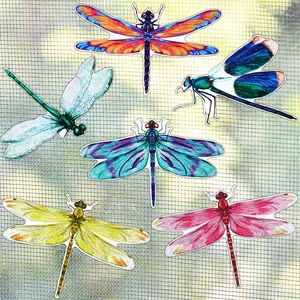 12 Pieces Dragonfly Screen Door Magnets Double Sided Screen Stickers Magnetic Flexible Door Protector Decorative Multicolor Refrigerator Magnets for Sliding Doors(Bright Style)