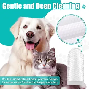 50 pcs/pack PET Teeth Cleaning Wipes for Dogs & Cats, Remove Bad Breath by Removing Plaque and Tartar Buildup No-Rinse Dog Finger Toothbrush, Disposable Gentle Cleaning & Gum Care Pet Wipes