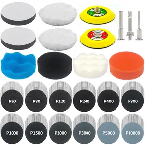 133 Pack Sanding Disc Drill Polishing Kit Sanding Attachment, 3 Inch Wet Dry Headlight Restoration Kit, Hook and Loop Sandpaper Buffing Pads with Rotary Tools for Car Wood Metal Glass Resin Expoxy