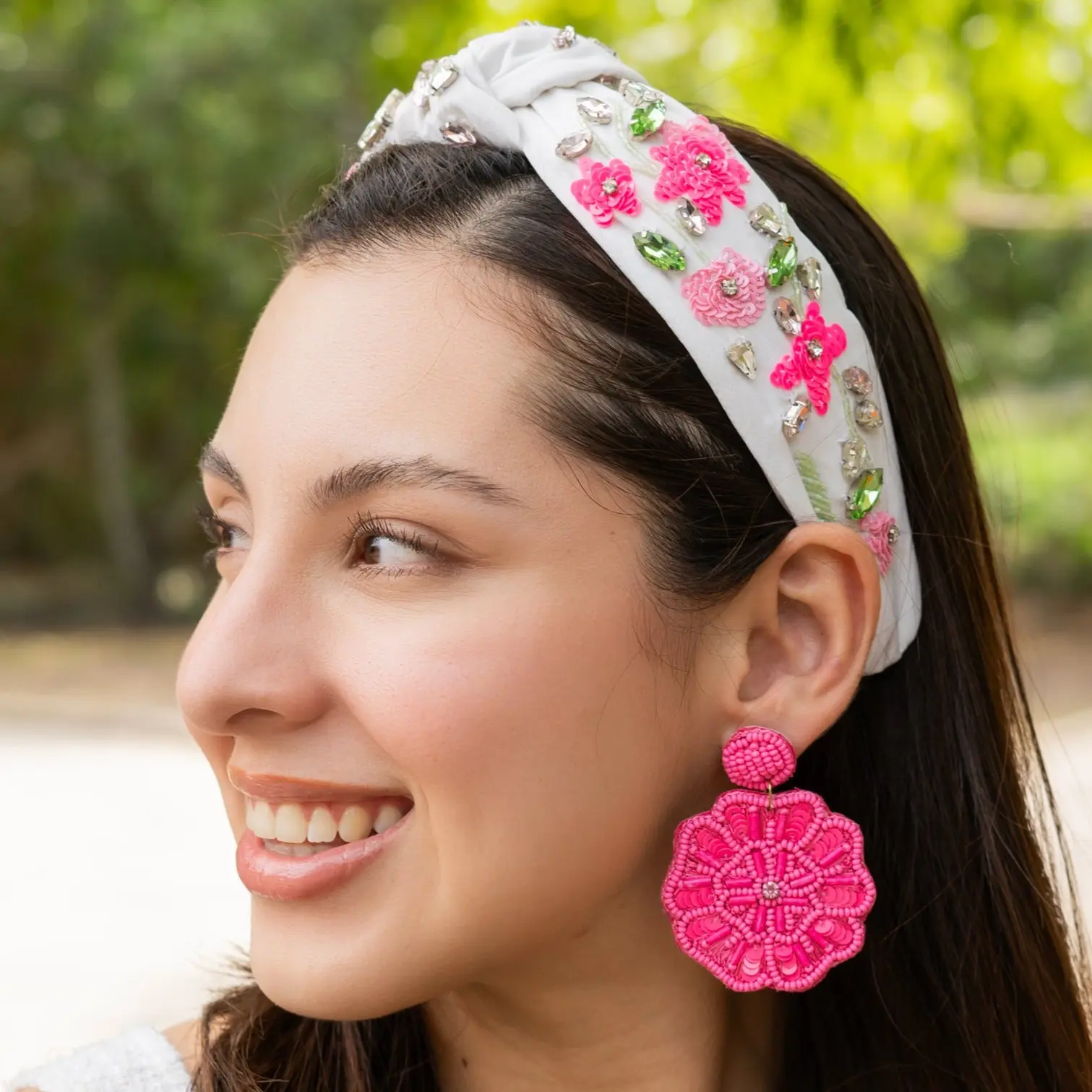 Fuchsia Beaded Earrings
